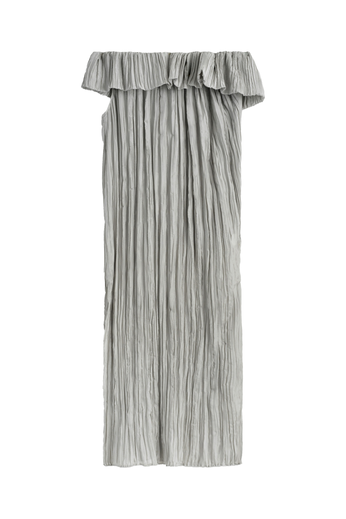 애시메트릭 플리티드 실크 가운