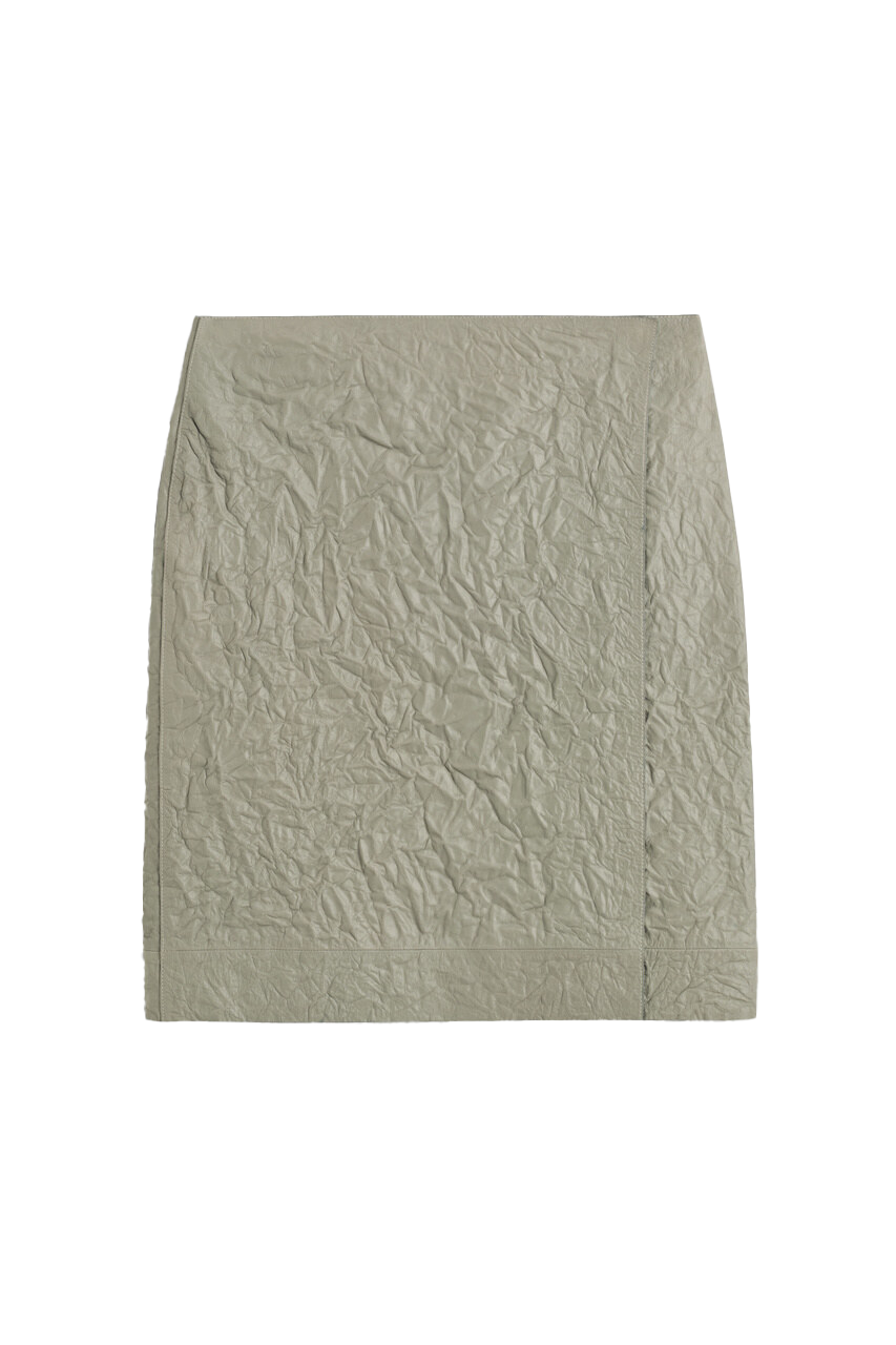 텍스처드 레더 랩 스커트