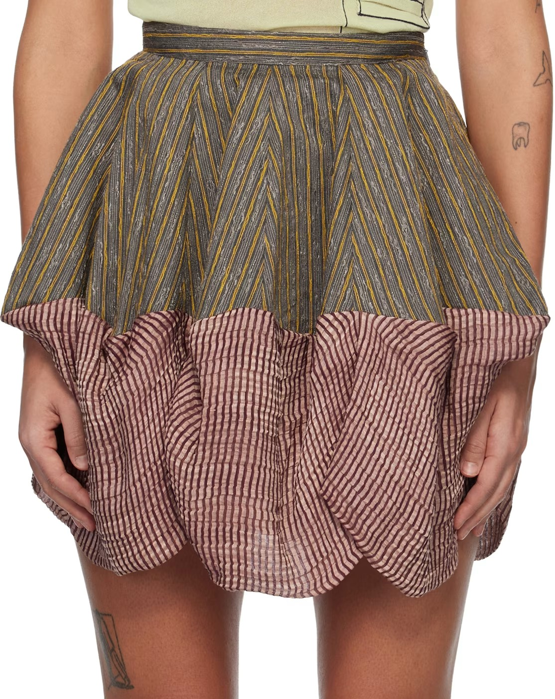 Gray & Burgundy Evelyn Miniskirt