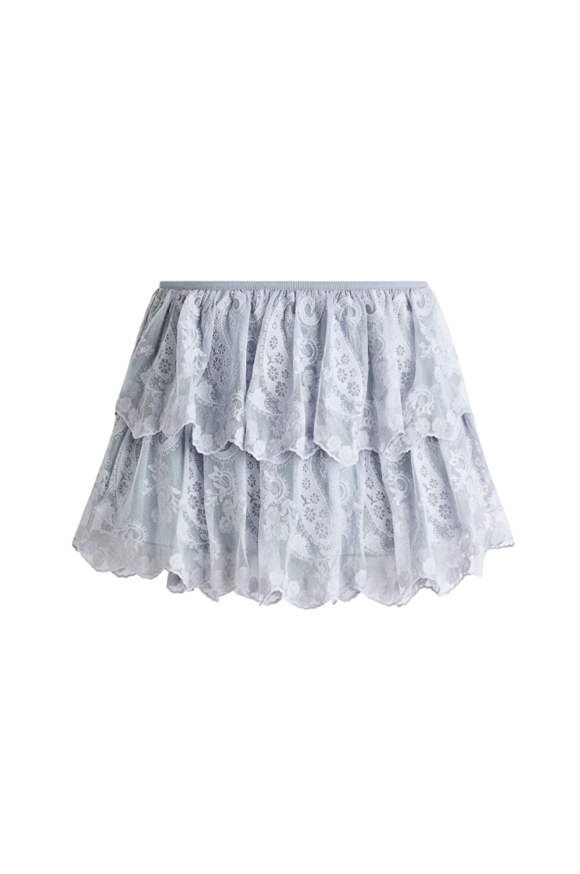 엠브로이더리 티어드 스커트