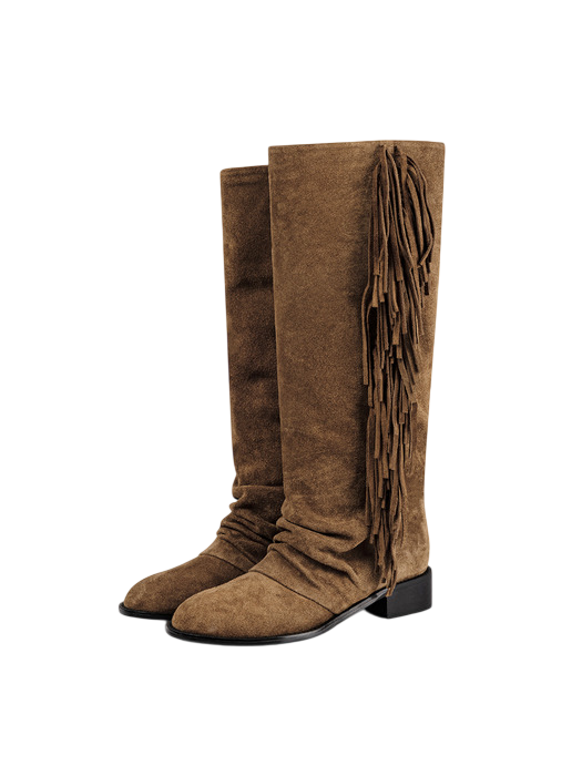 프린지 디테일 롱부츠