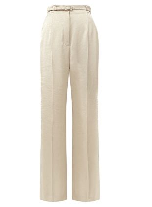 ILONA 벨티드 새틴 와이드 팬츠