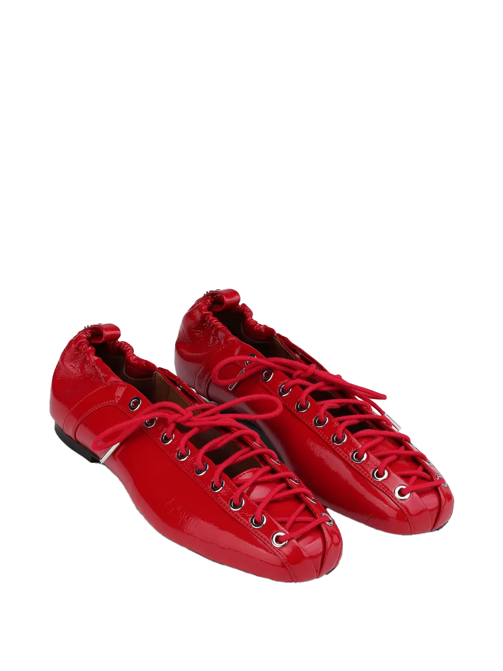 레이스업 가죽 발레리나 슈즈