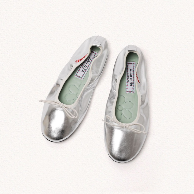 Kkotci 꽃씨 베이직 리본 자수 쿠션 플랫 슈즈