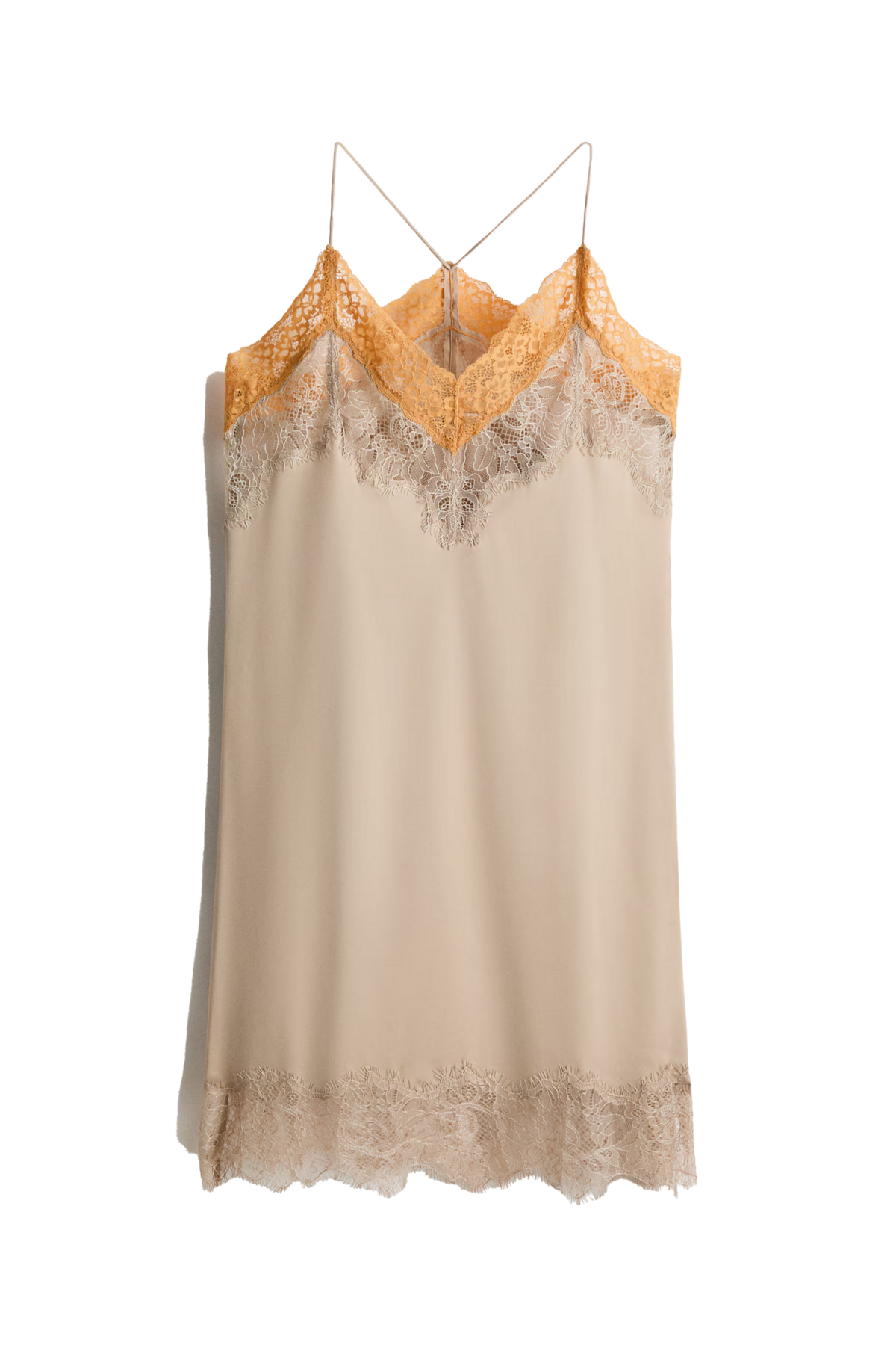 레이스 트리밍 새틴 드레스