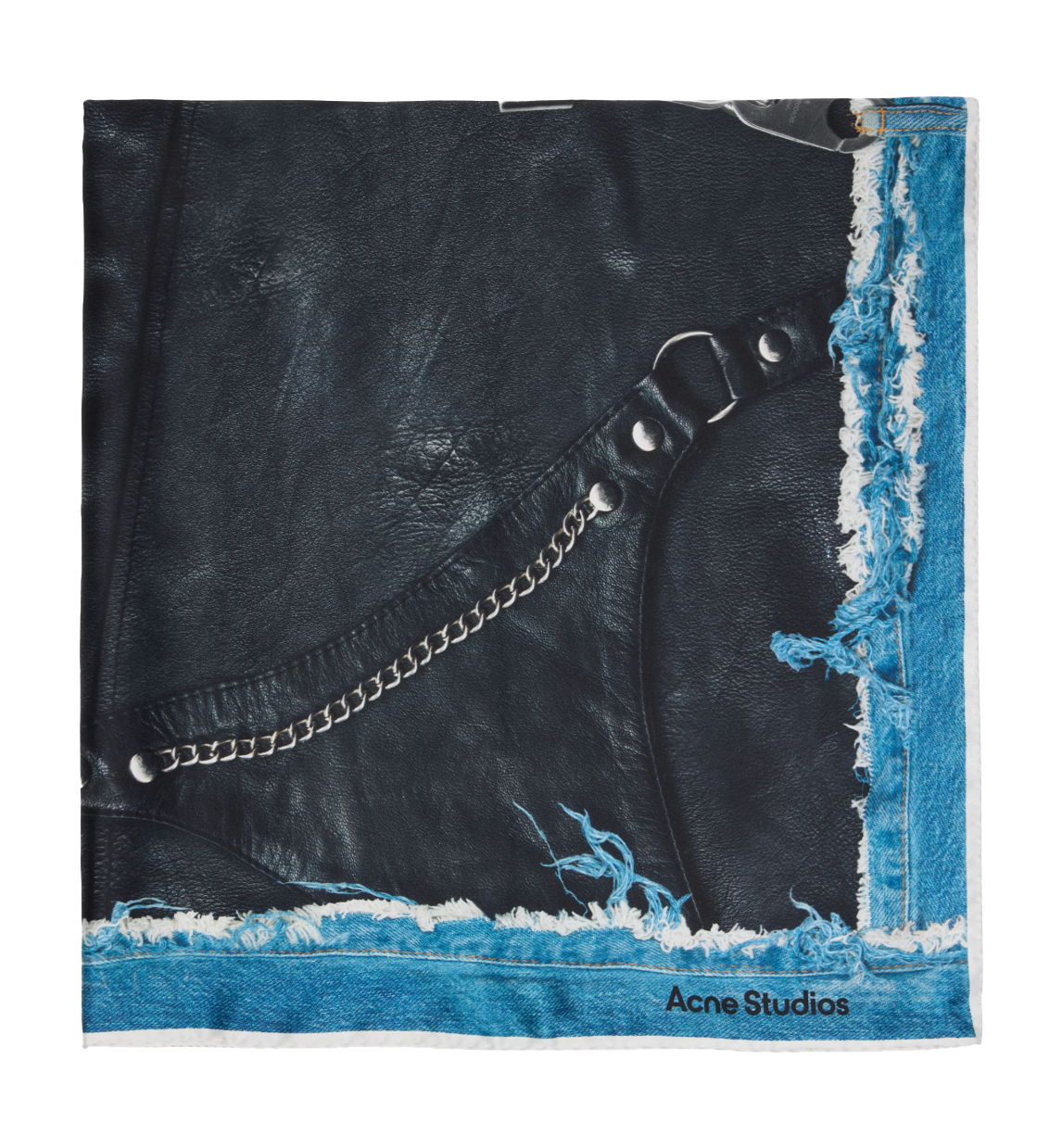 Black & Blue Printed Silk Scarf