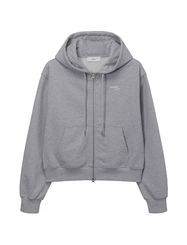 UNISEX CROPPED ZIP-UP HOODIE MELANGE GREY