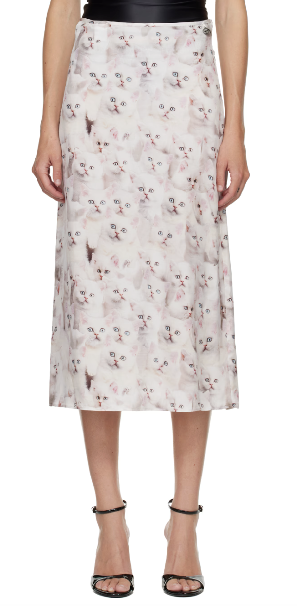 White O-Rchid-R1 Midi Skirt