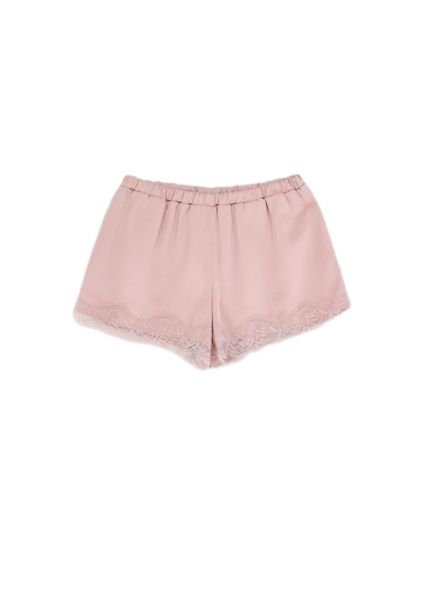 LACE-MIX FLUID SATIN SHORTS
