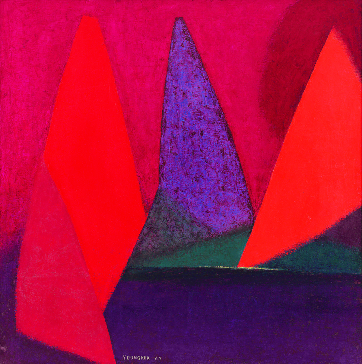 유영국,〈Work〉, 1967, 캔버스에 유채, 130x130cm ⓒ유영국미술문화재단