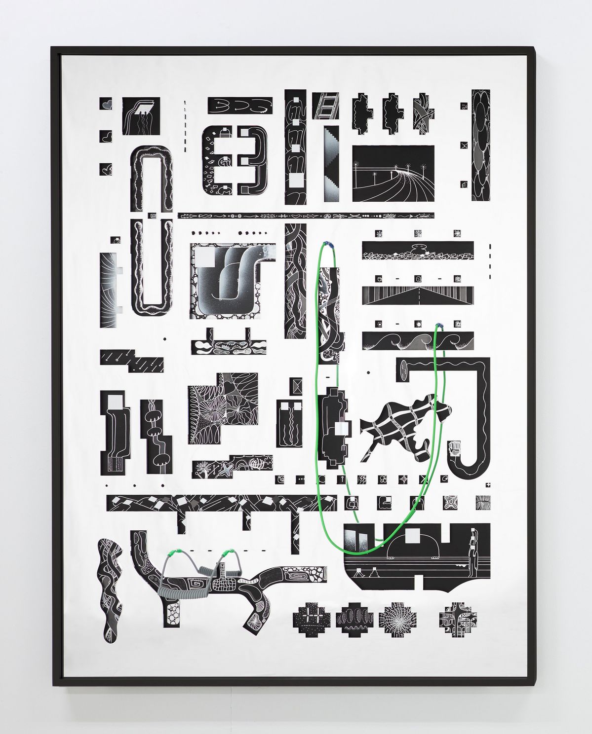 Chu Mirim, Mirror Interface 001, 2025, Acrylic, silverpaint on paper panel, mirrored acrylic, wire, 160x120cm, Courtesy of the artist and Baik Art_