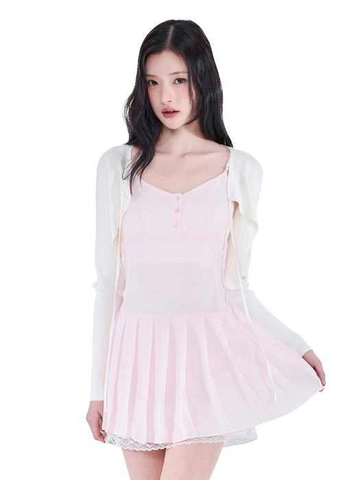 플리티드 시폰 미니 드레스