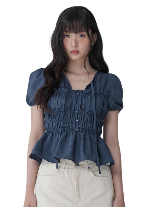 라일라 스모크 페플럼 블라우스