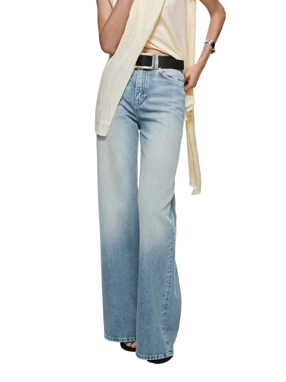 하이웨이스트 와이드 레그 진