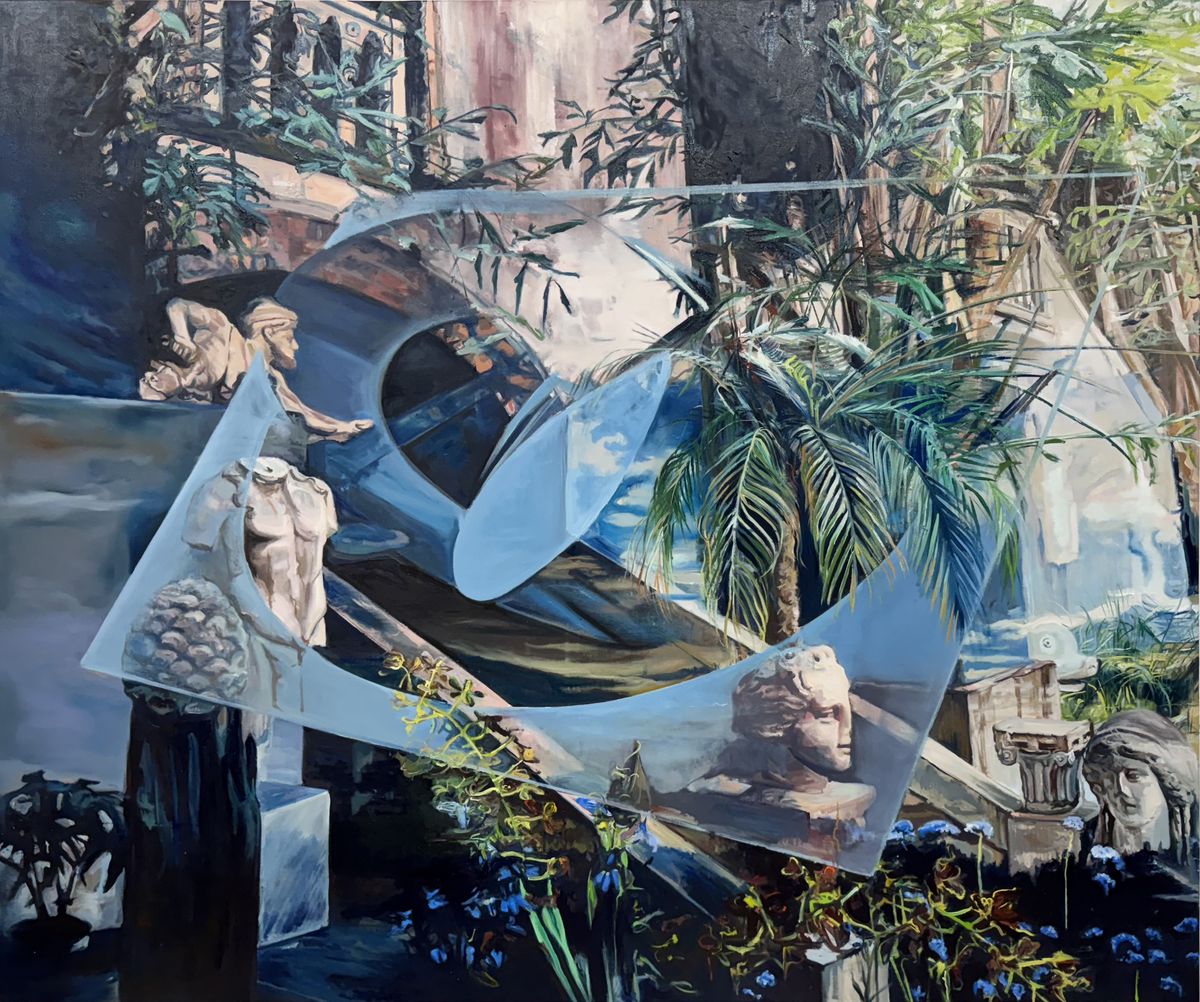 이지현 LEE Jihyun, 시간의 정원을 돌보는 이 The Gardener of Time, 2025, Oil on canvas, 152.4 x 182.9 cm