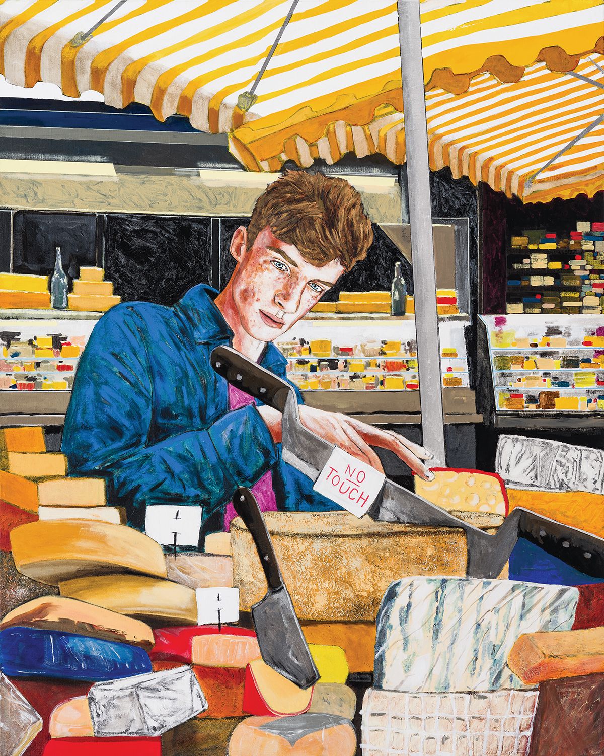 Hernan Bas, <A Tourist Trapped>, 2025, Acrylic on linen, 127x101.6cm. © Hernan Bas. Courtesy the artist, Lehmann Maupin, Perrotin and Victoria Miro.