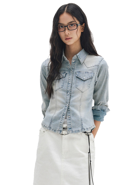 웨스턴 슬림 데님 셔츠