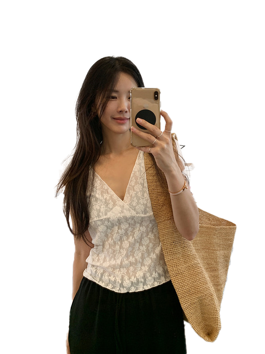 브이넥 레이스 톱