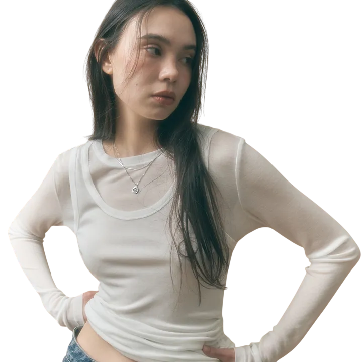사이드 셔링 레이어드 티셔츠