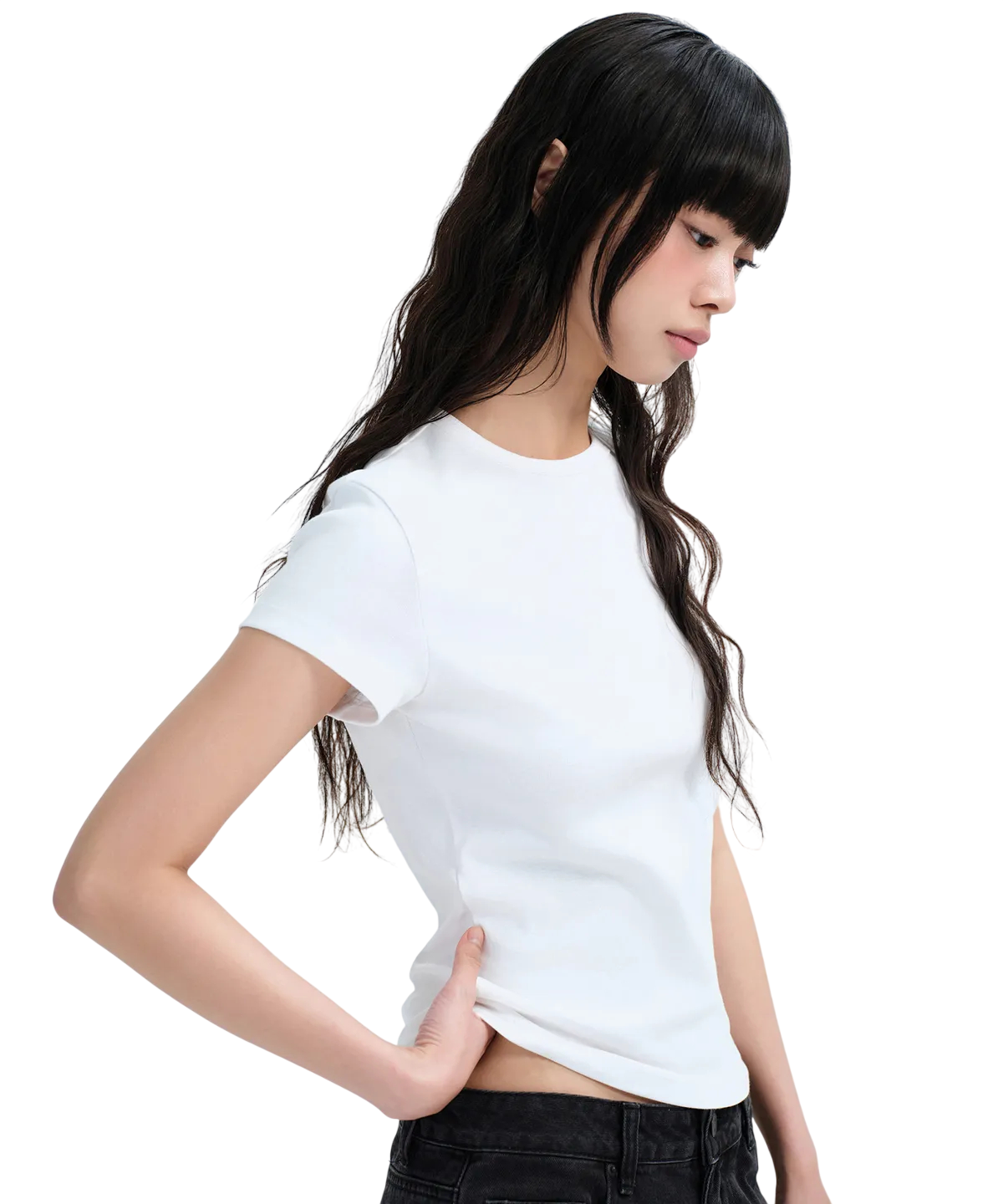 우먼즈 슬림 크루넥 티셔츠