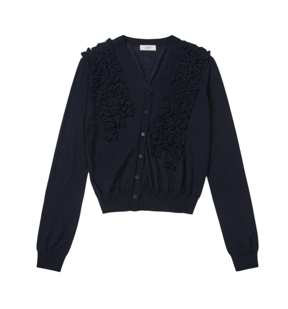 ASYMMETRIC FRILL CARDIGAN