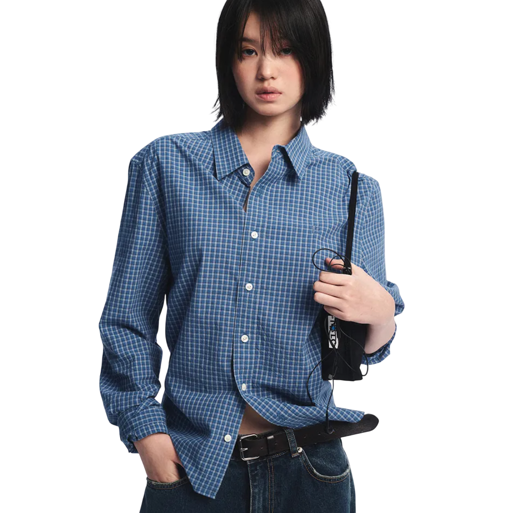 REGULAR-FIT Lc CHECKED SHIRT_BLUE