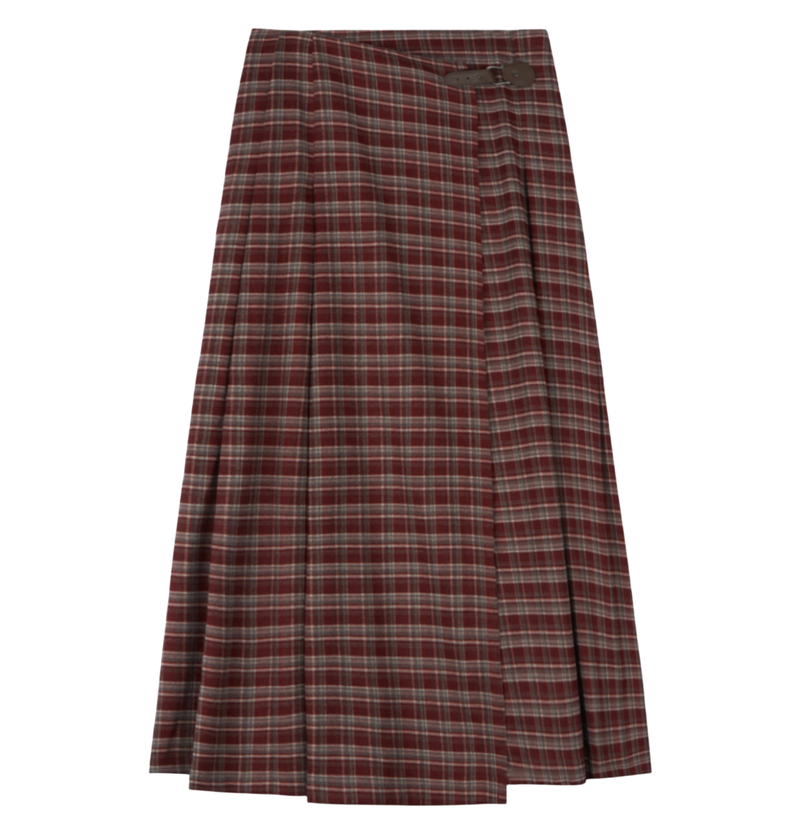 Vintage side-buckle check skirt