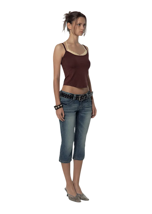 Split Pocket Capri jeans Blue