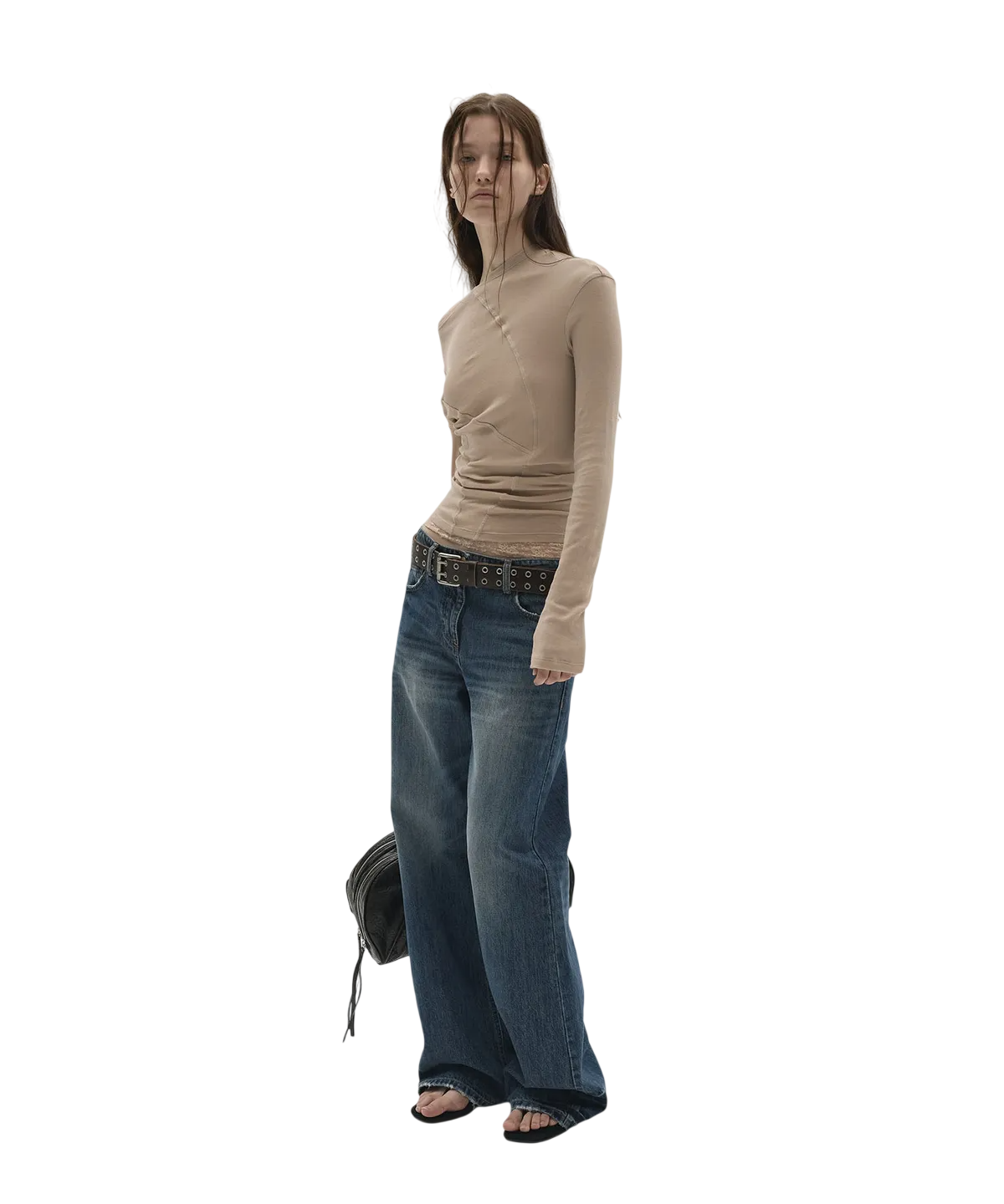 BLUE WIDE-LEG WASHED DENIM