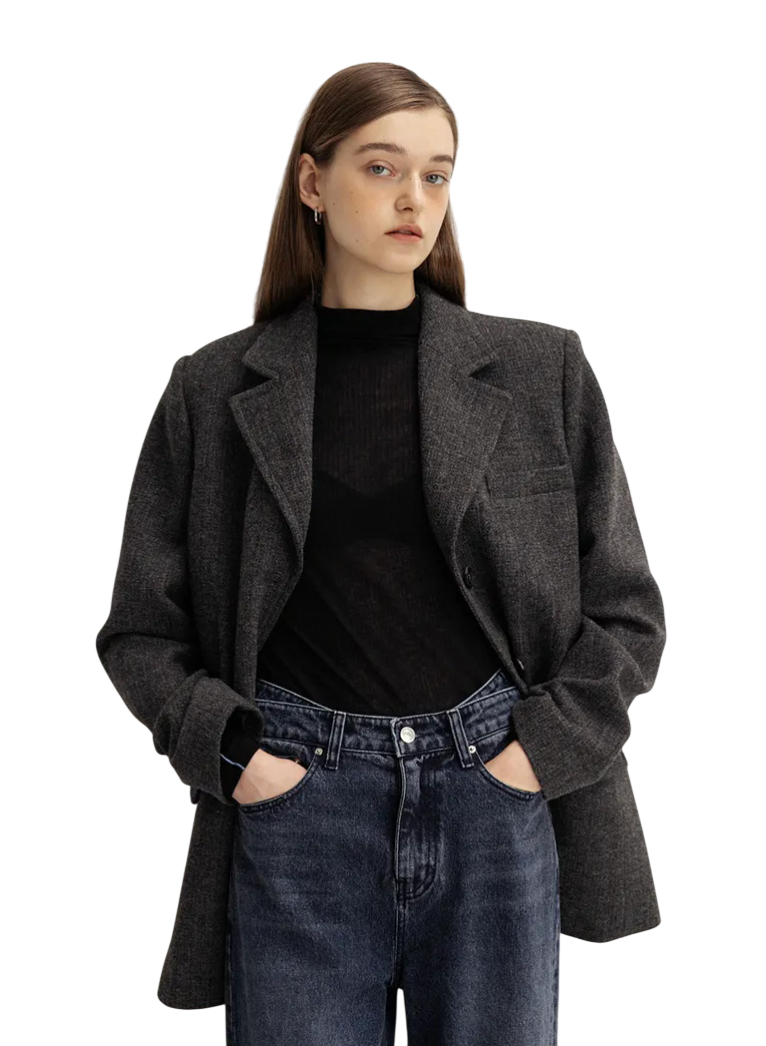 wool multi-color blazer (charcoal)