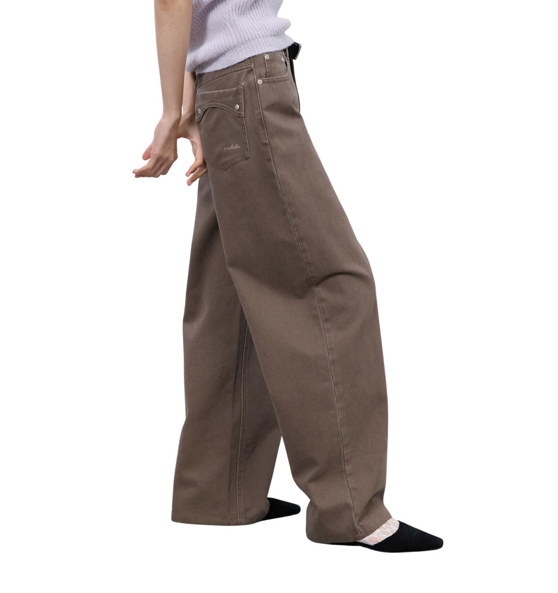 Washed Cotton Pants Taupe brown