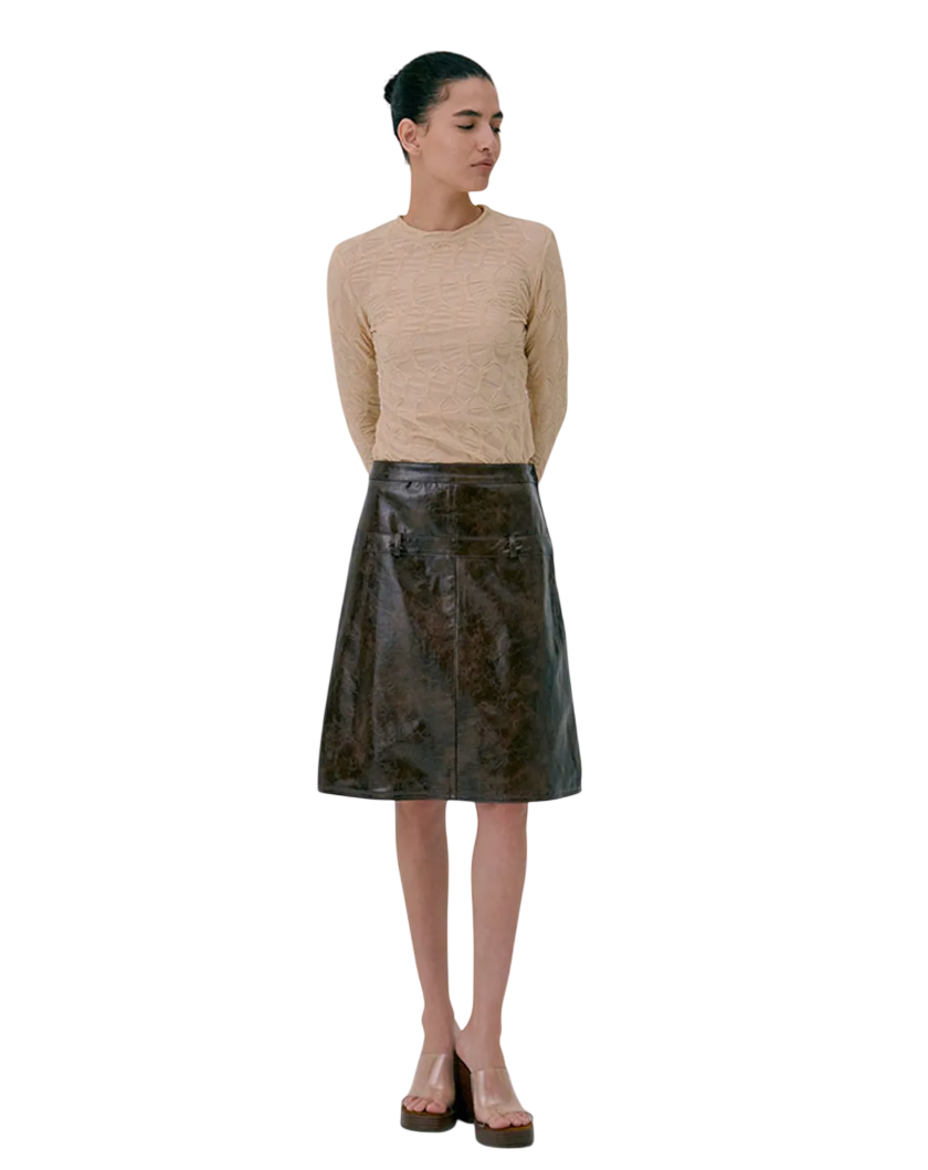 Midi Leather Skirt