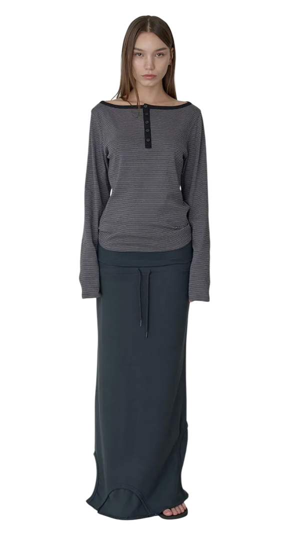 FOLD OVER JERSEY SKIRTS - CHARCOAL