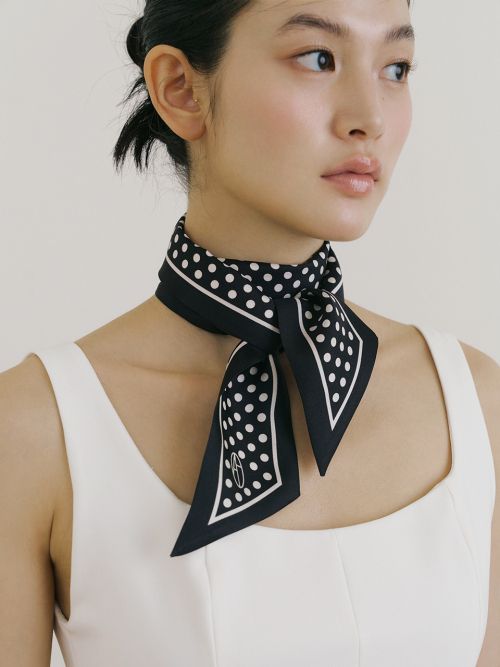 Dot Long Twilly Silk Scarf