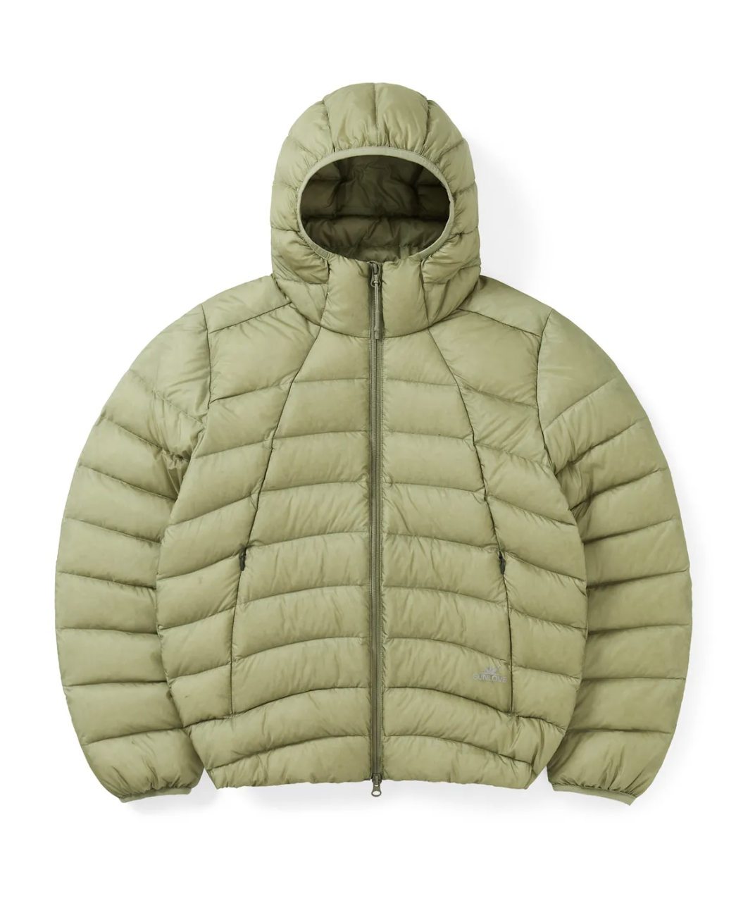 Hooded Fly Light Down Jacket Khaki