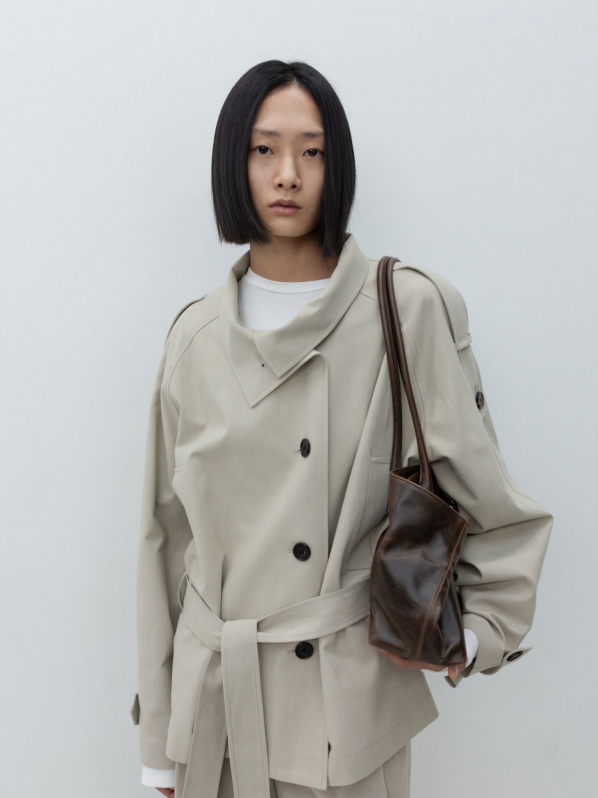 LOW-WAISTED WASHED COTTON HALF JACKET