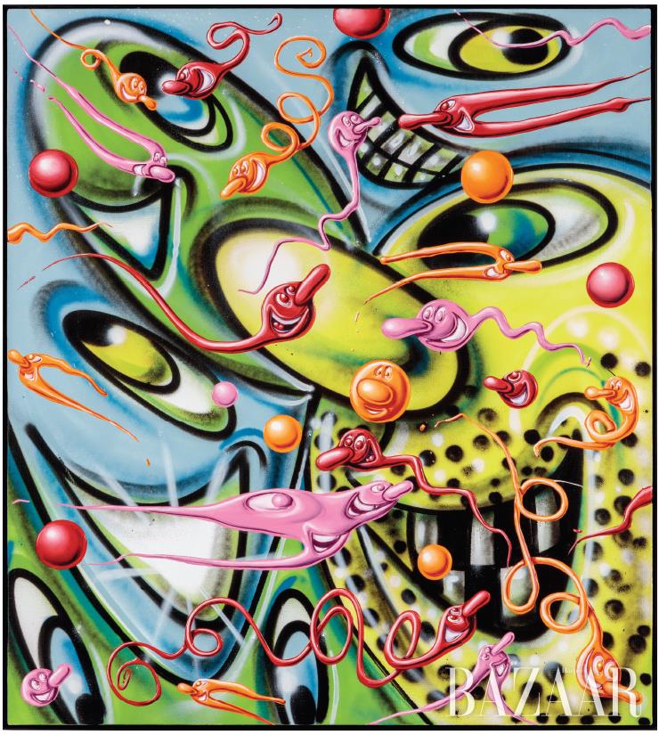 ‘MACROMICROCITY’, 2019, Oil and spray paint on linen, 40x36 Inches.