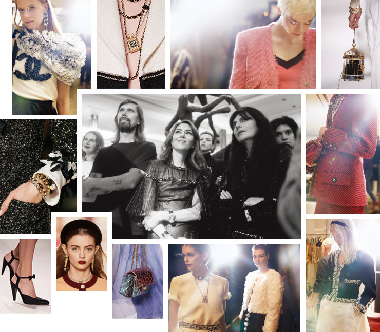 2019/20 공방 컬렉션의 무대를 함께 디자인한 소피아 코폴라와 버지니 비아르.