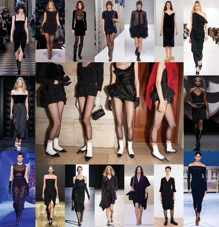  (왼쪽 위부터 시계 방향) Andreas Kronthaler for Vivienne Westwood, Versace, Ralph Lauren, Miu Miu, Valentino, Loewe, Givenchy, Chanel, Tory Burch, Zero + Maria Cornejo, Balenciaga, Yohji Yamamoto, Dolce & Gabbana, Alexander McQueen, Dior, Louis Vuitton, Marc Jacobs. 