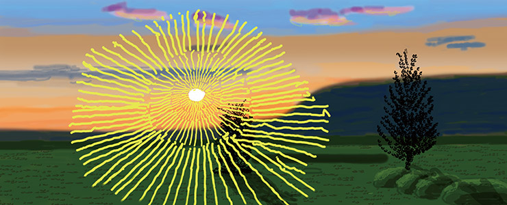 David Hockney, <Still from “Remember you cannot look at the sun or death for very long” 2020>, iPad painting ⓒ David Hockney