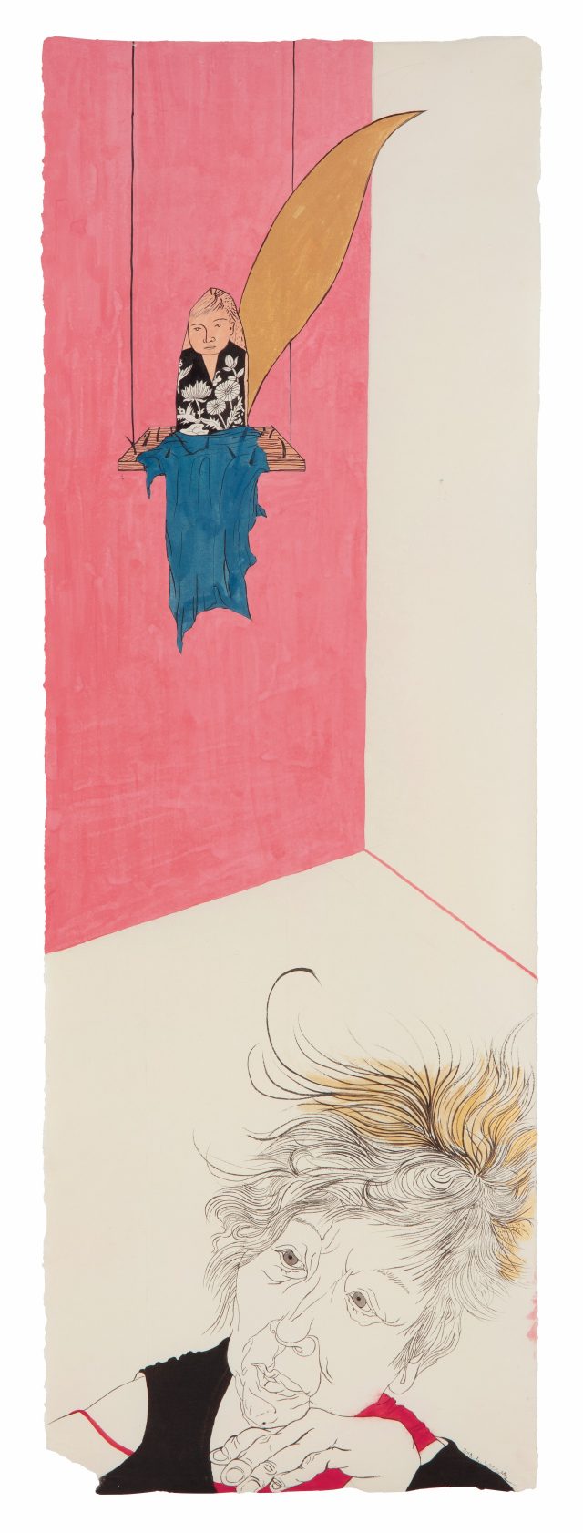 윤석남의 자화상, 2018, 142×49cm, 한지 위에 분채.